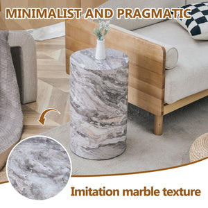 Simple Grey Marble Textured Cylindrical Coffee Table