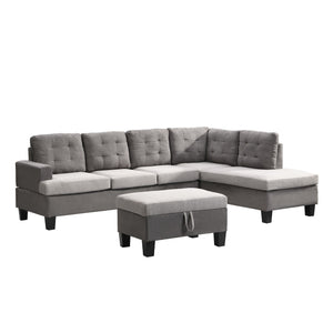 Sofa Set With Chaise Lounge And Storage Ottoman - Gray by Couch.com