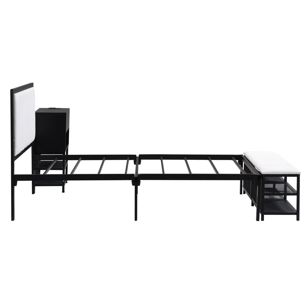 Platform Bed With 2 Tier Storage Shelves, Storage Cabinet by Couch.com
