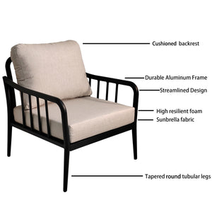 3 Piece Outdoor Patio Chaise Lounge Set, 2 Chaise & 1 End Table With Modern Tapered Feet, Pneumatic Adjustable Backrest For Effortless Reclining, Wheels, Sunbrella Cushion - Ember Black by Couch.com