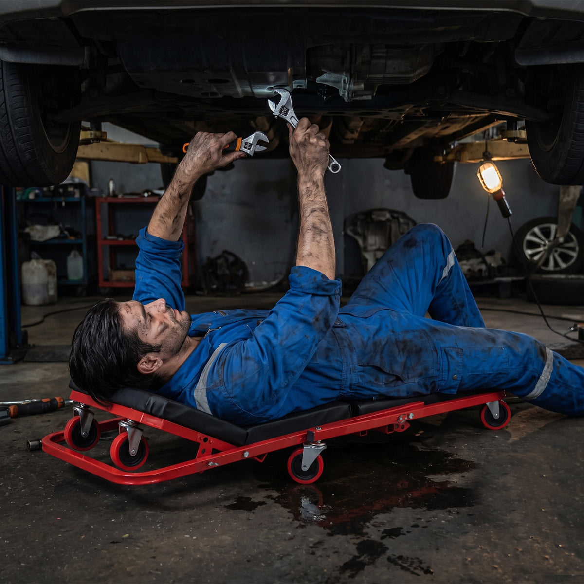 41" Foldable Mechanic Creeper with 450 LBS Capacity-Red