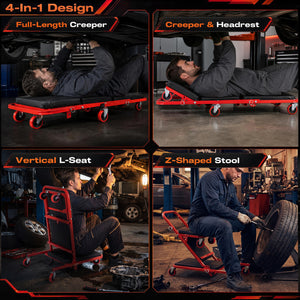 41" Foldable Mechanic Creeper with 450 LBS Capacity-Red