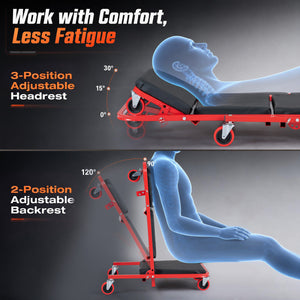 41" Foldable Mechanic Creeper with 450 LBS Capacity-Red