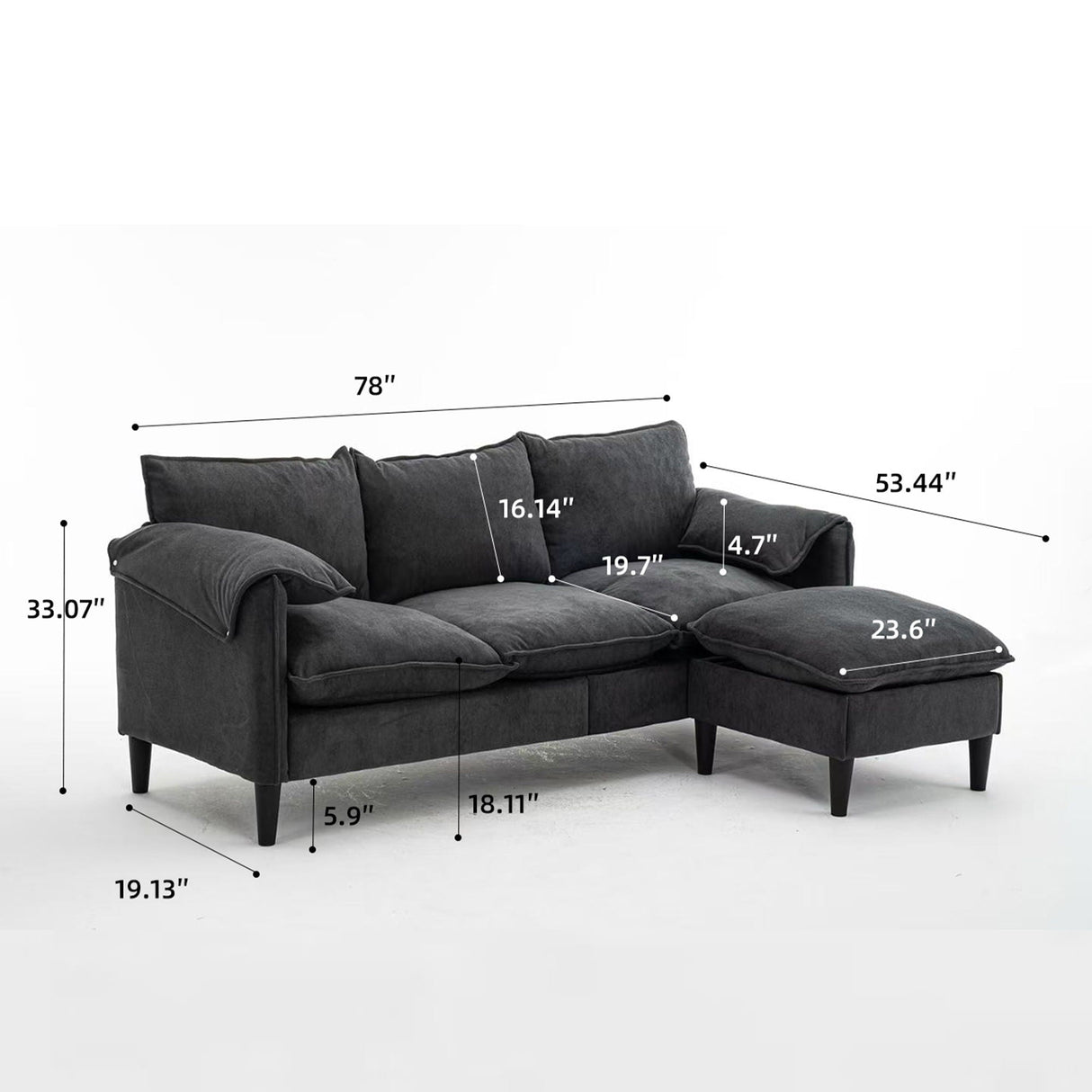 Convertible Combination Sofa With Footstools With Storage by Couch.com