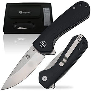 The Peasant Folding Pocket Knife Giftset for Men and Women (Silver and Black)