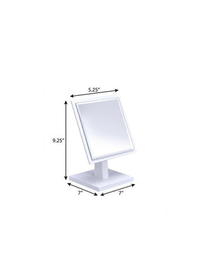 9" White Wood Square Freestanding Framed Makeup Shaving Tabletop Mirror