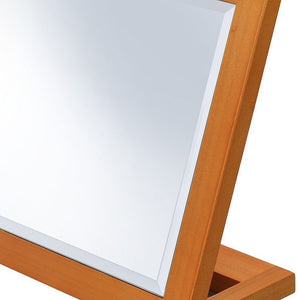 8" Brown Wood Framed Freestanding Makeup Shaving Tabletop Mirror