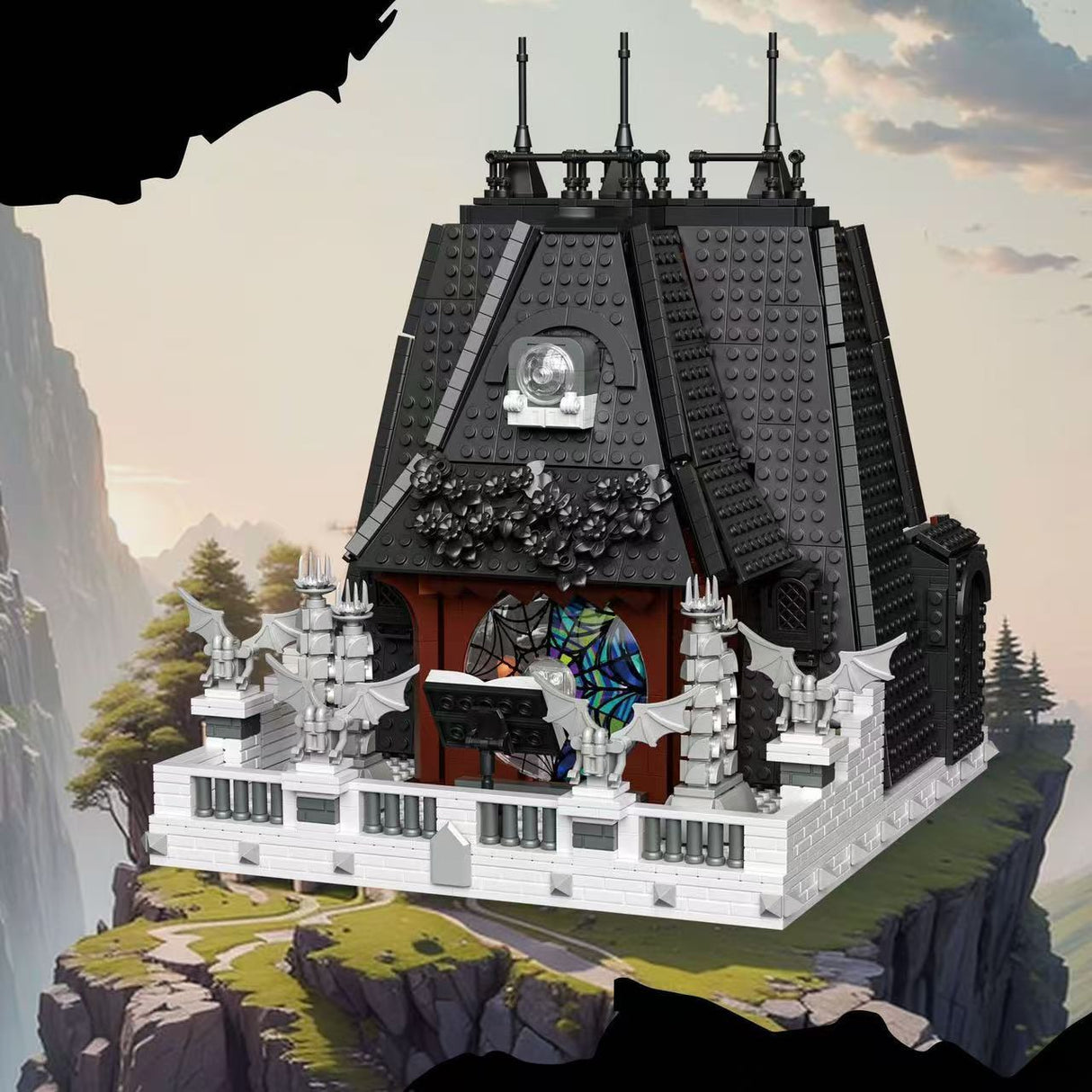 Baka 33214 Black Wednesday Small Black House Building Street View Model Building Blocks Children's Puzzle Toys Storage