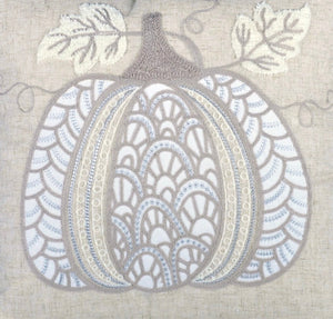 Embroidered Lace Pumpkin Accent Pillow – Neutral Fall Accent Cushion