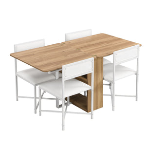 TOPMAX Modern Compact 63-inch 5-Piece Extendable Dining Table Set