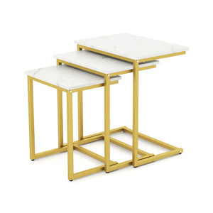 3 Pieces Multifunctional Coffee End Table Set-White