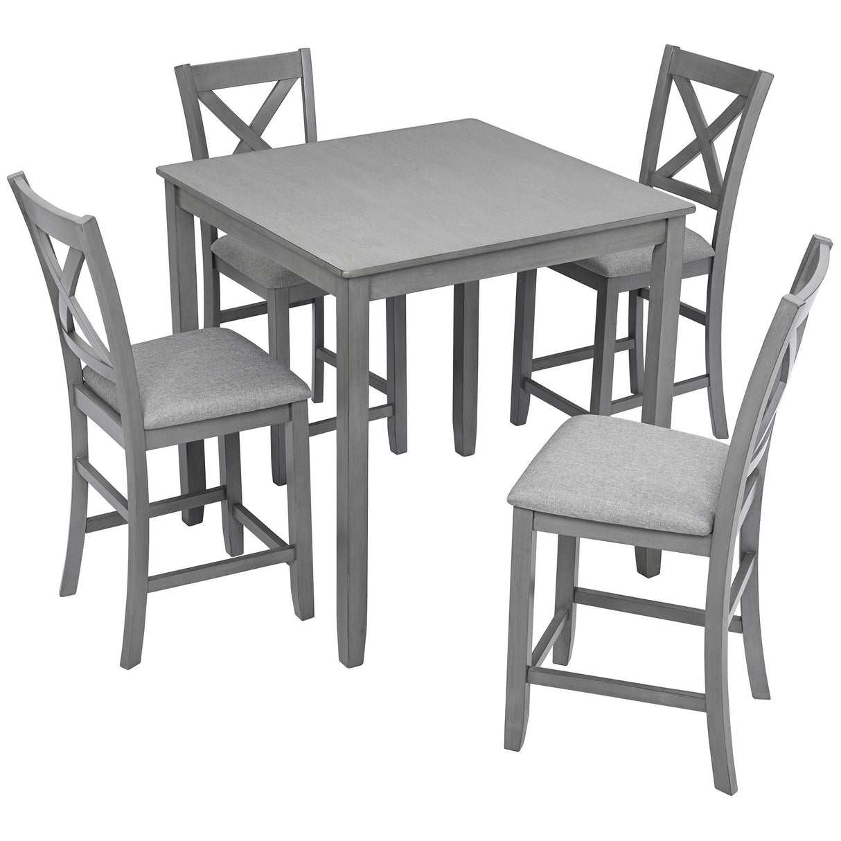 5 Piece Dining Table Set, Wooden Dining Square Table Set For 4 by Couch.com