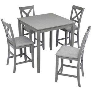 5 Piece Dining Table Set, Wooden Dining Square Table Set For 4 by Couch.com