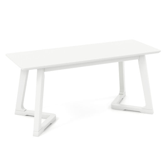 42 Inch Modern Entryway Bench Long Dining Bench with Rubber Wood Legs-White