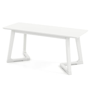 42 Inch Modern Entryway Bench Long Dining Bench with Rubber Wood Legs-White