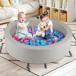 42.5 Inch Round Foam Ball Pits with 25D Sponge Filling and Washable PU Cover for Toddlers-Gray