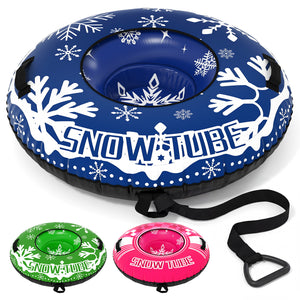 42" Heavy-duty Inflatable Snow Tube with Detachable Tow Strap-Blue