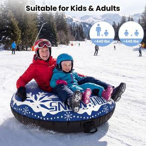 42" Heavy-duty Inflatable Snow Tube with Detachable Tow Strap-Blue