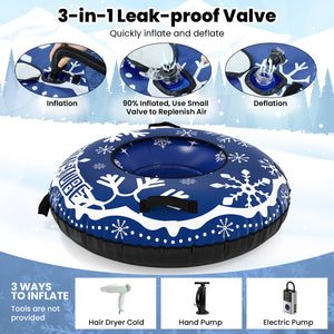 42" Heavy-duty Inflatable Snow Tube with Detachable Tow Strap-Blue