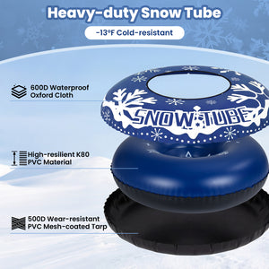 42" Heavy-duty Inflatable Snow Tube with Detachable Tow Strap-Blue
