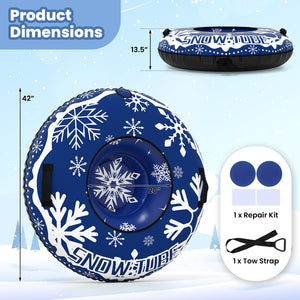 42" Heavy-duty Inflatable Snow Tube with Detachable Tow Strap-Blue