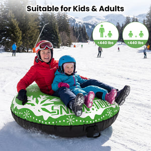42" Heavy-duty Inflatable Snow Tube with Detachable Tow Strap-Green