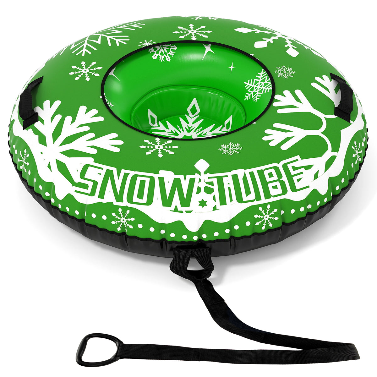 42" Heavy-duty Inflatable Snow Tube with Detachable Tow Strap-Green