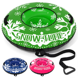42" Heavy-duty Inflatable Snow Tube with Detachable Tow Strap-Green