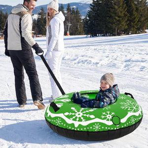 42" Heavy-duty Inflatable Snow Tube with Detachable Tow Strap-Green