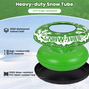 42" Heavy-duty Inflatable Snow Tube with Detachable Tow Strap-Green