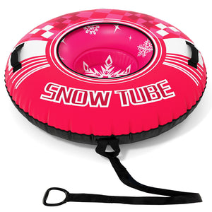 42" Heavy-duty Inflatable Snow Tube with Detachable Tow Strap-Pink