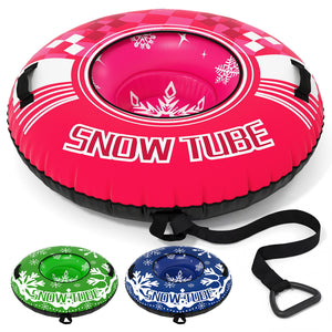42" Heavy-duty Inflatable Snow Tube with Detachable Tow Strap-Pink
