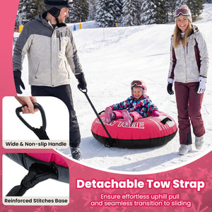 42" Heavy-duty Inflatable Snow Tube with Detachable Tow Strap-Pink