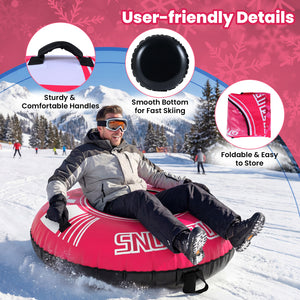 42" Heavy-duty Inflatable Snow Tube with Detachable Tow Strap-Pink