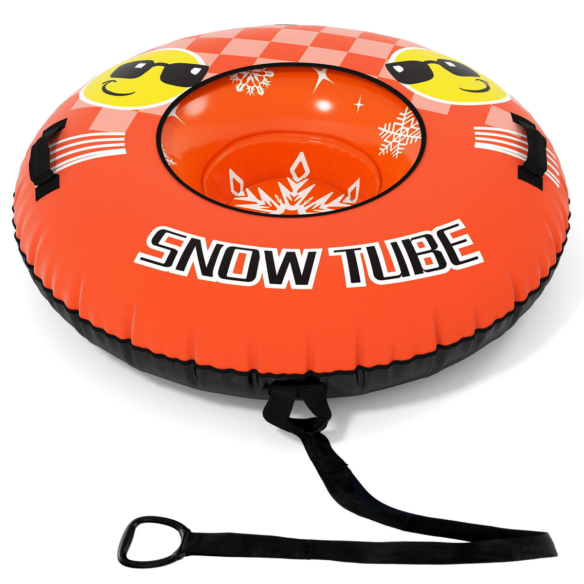 42" Heavy-duty Inflatable Snow Tube with Detachable Tow Strap-Orange