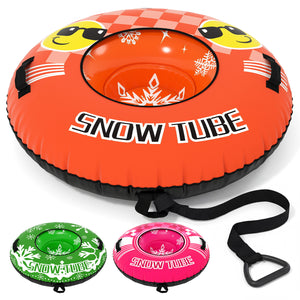 42" Heavy-duty Inflatable Snow Tube with Detachable Tow Strap-Orange