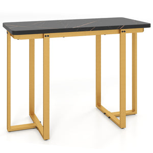 42 Inches Modern Faux Marble Entryway Table with Geometric Metal Frame-Black