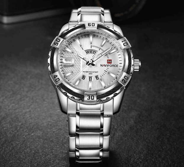 Men's  Luxury Stainless steal Waterproof Watch With Day And Date Display Unique Design Perfect Gift In Modern Metal Men  Wrist Watch Design