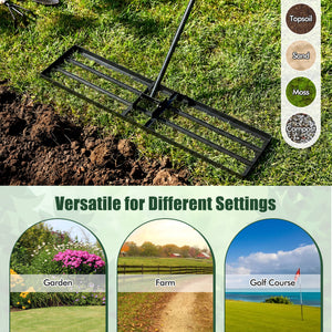 42 x 10 Inch Lawn Leveling Rake with Ergonomic Handle-Black