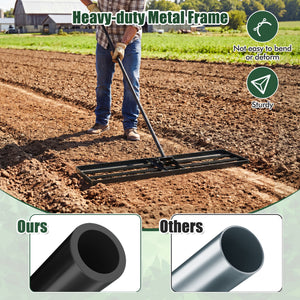 42 x 10 Inch Lawn Leveling Rake with Ergonomic Handle-Black