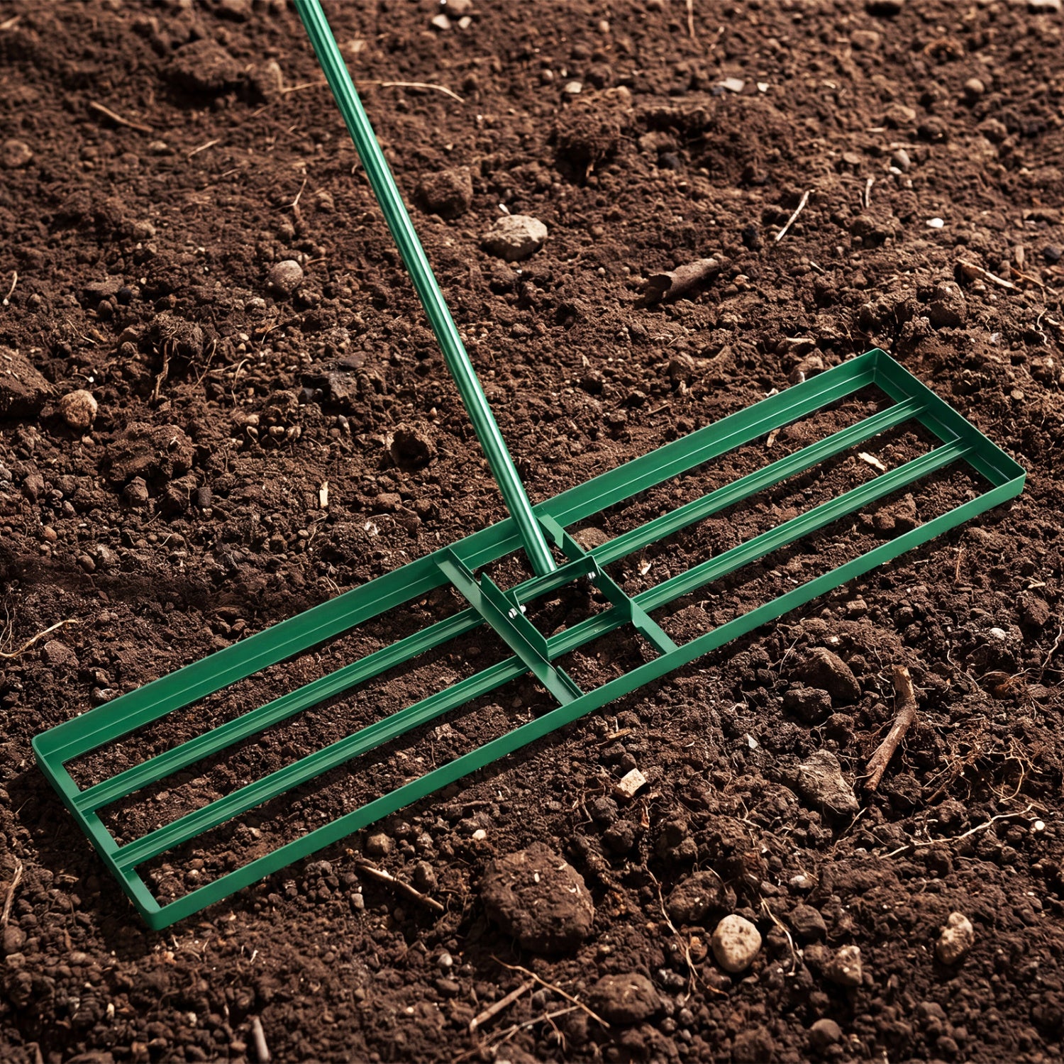 42 x 10 Inch Lawn Leveling Rake with Ergonomic Handle-Green