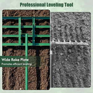 42 x 10 Inch Lawn Leveling Rake with Ergonomic Handle-Green