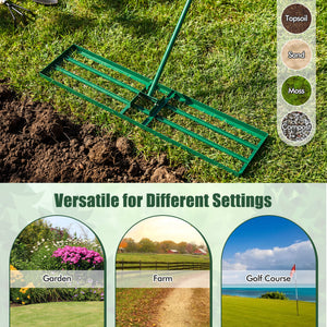 42 x 10 Inch Lawn Leveling Rake with Ergonomic Handle-Green