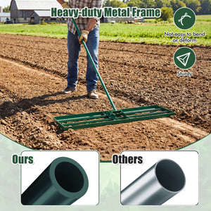42 x 10 Inch Lawn Leveling Rake with Ergonomic Handle-Green