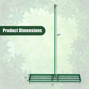 42 x 10 Inch Lawn Leveling Rake with Ergonomic Handle-Green