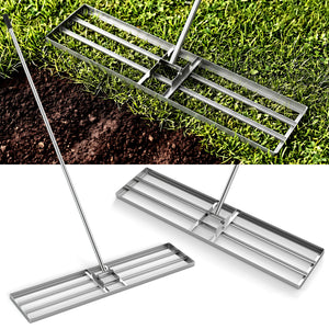 42 x 10 Inch Lawn Leveling Rake with Ergonomic Handle-Silver