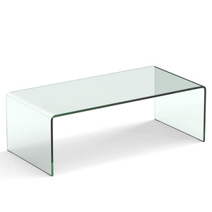 42 x 19.7 Inch Clear Tempered Glass Coffee Table with Rounded Edges-Transparent