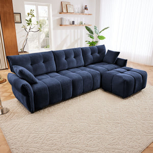 Elegant Sofa Set With Ottoman And Pillows, Textured Chenille, High Resilience Cushions by Couch.com