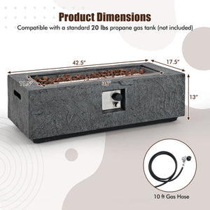 42.5 Inch 50000 BTU Fire Pit Table Set with Stainless Steel Burner