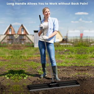 42 x 10 Inch Lawn Leveling Rake with Ergonomic Handle-Black